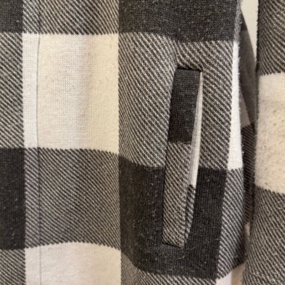 Maurices Buffalo Plaid Hooded Coatigan Jacket Pockets Black White Large Womens - Picture 4 of 7
